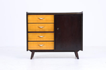 Vintage Schubladen Kommode 60er | Mid Century Schrank | Schwarz Retro Holz Aufbewahrung