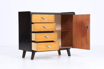 Vintage Schubladen Kommode 60er | Mid Century Schrank | Schwarz Retro Holz Aufbewahrung