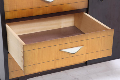 Vintage Schubladen Kommode 60er | Mid Century Schrank | Schwarz Retro Holz Aufbewahrung