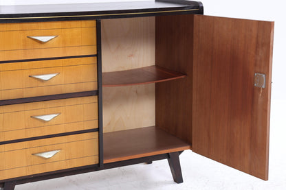 Vintage Schubladen Kommode 60er | Mid Century Schrank | Schwarz Retro Holz Aufbewahrung