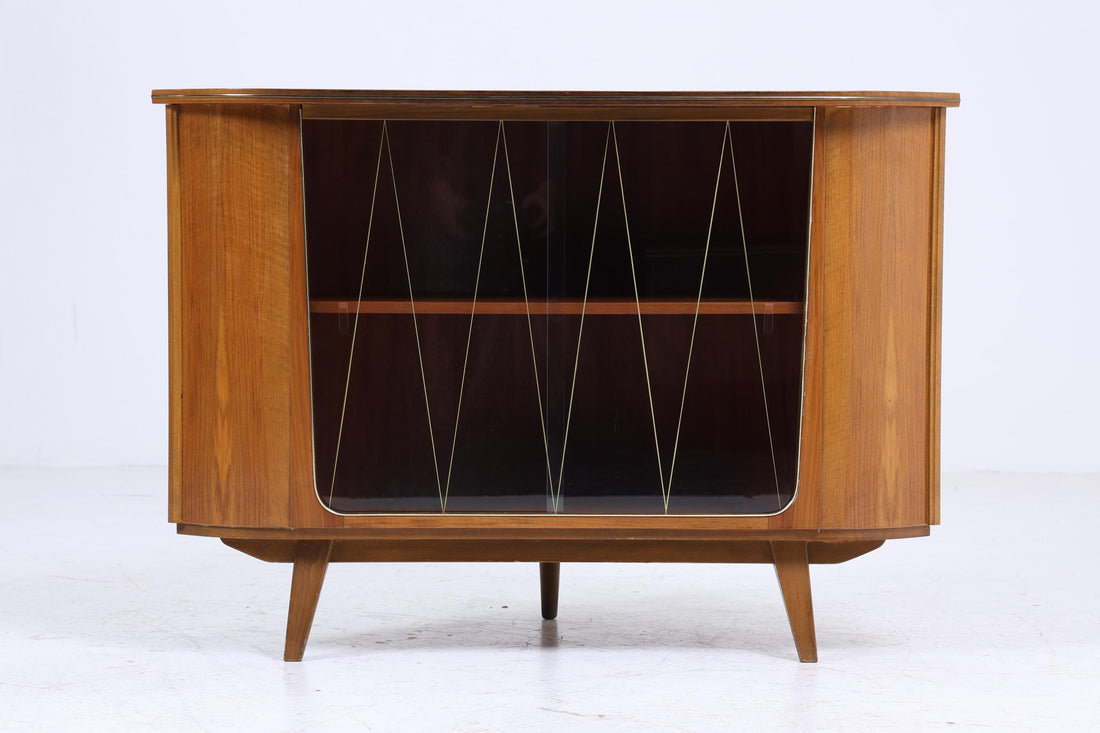 Vintage corner dresser with sliding glass doors | Mid-century dresser cabinet retro 60s 70s wooden storage