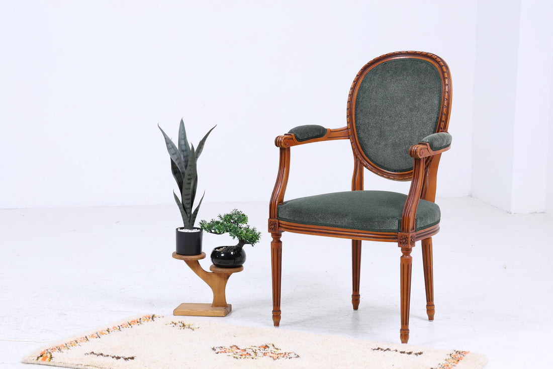 Antique Louis XVI style armchair | Designer armchair retro wood living room