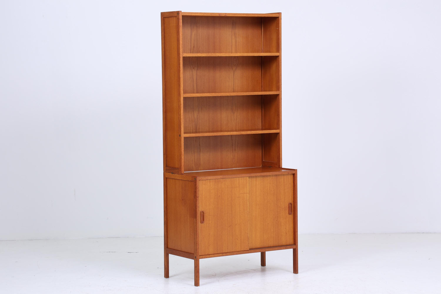 Vintage Teak Regal 60er Jahre | Vintage Regal Holz Schiebetüren | Mid Century Retro Aufbewahrung 2/2