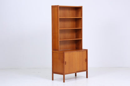Vintage Teak Regal 60er Jahre | Vintage Regal Holz Schiebetüren | Mid Century Retro Aufbewahrung 2/2