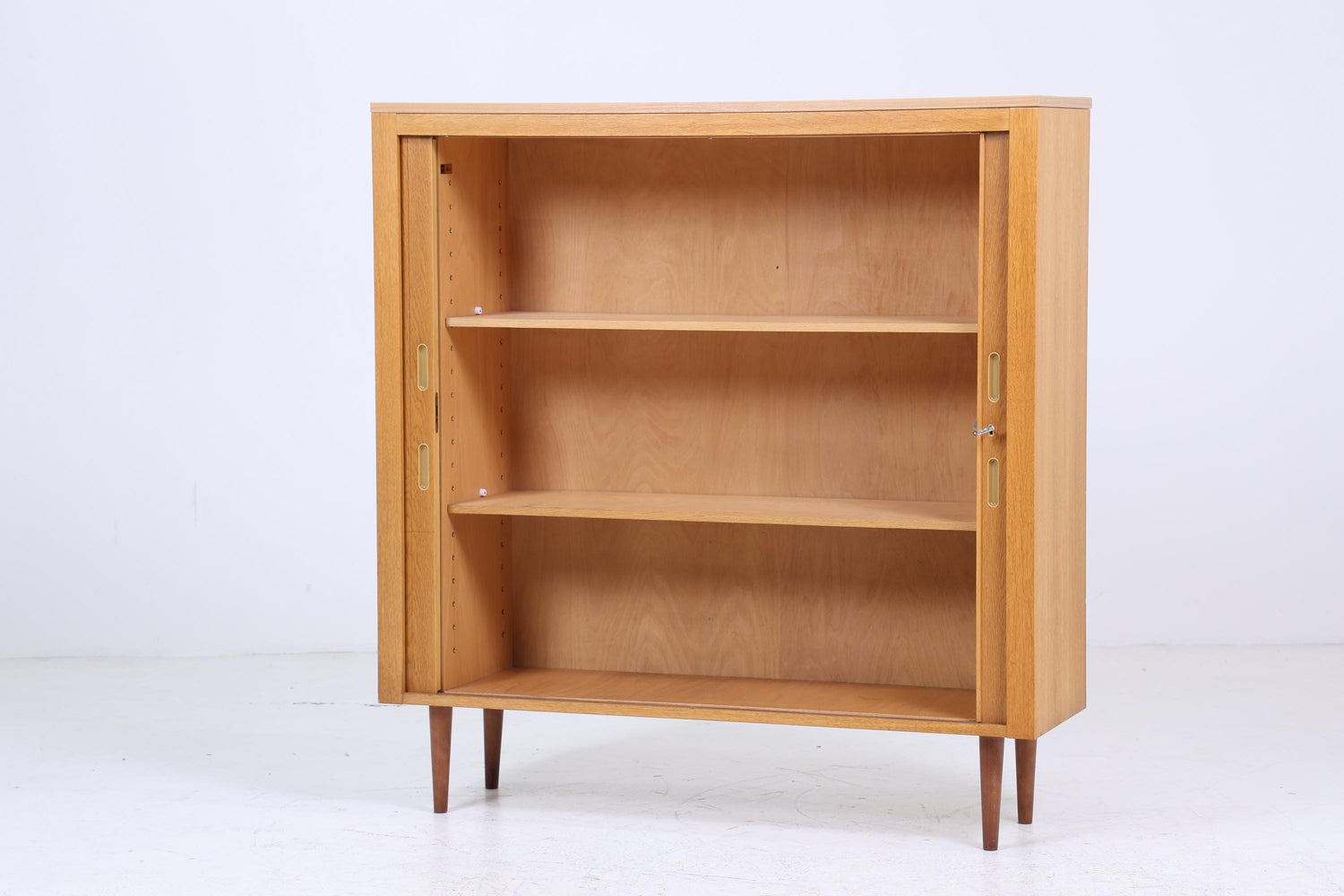 Werner Stehroll Rollladenschrank 60er Jahre | Mid Century Vintage Schrank Bücherschrank Highboard Holz Aufbewahrung Aktenschrank
