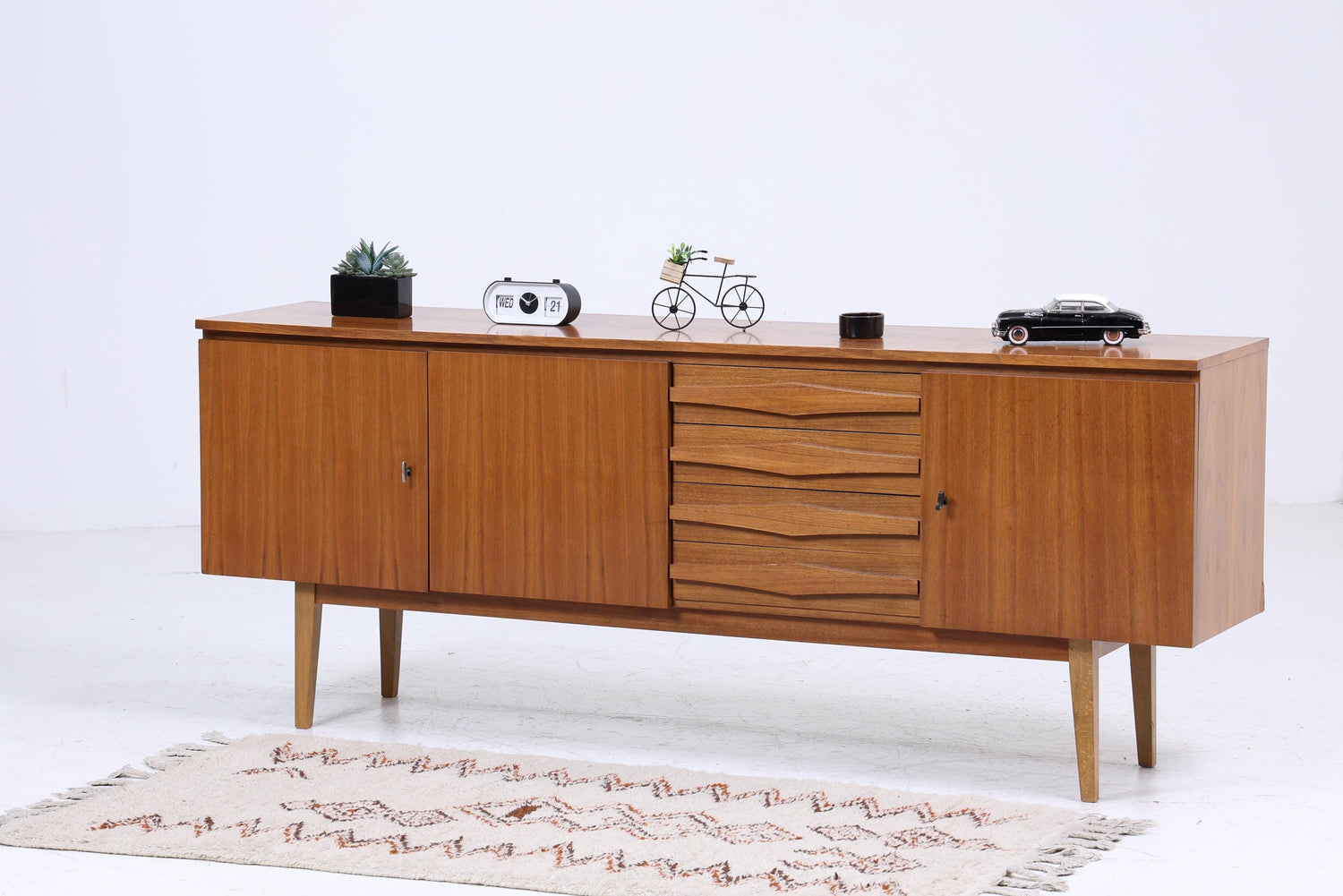 Mid Century Sideboard 60er Jahre | Vintage Schubladen Anrichte Holz Aufbewahrung