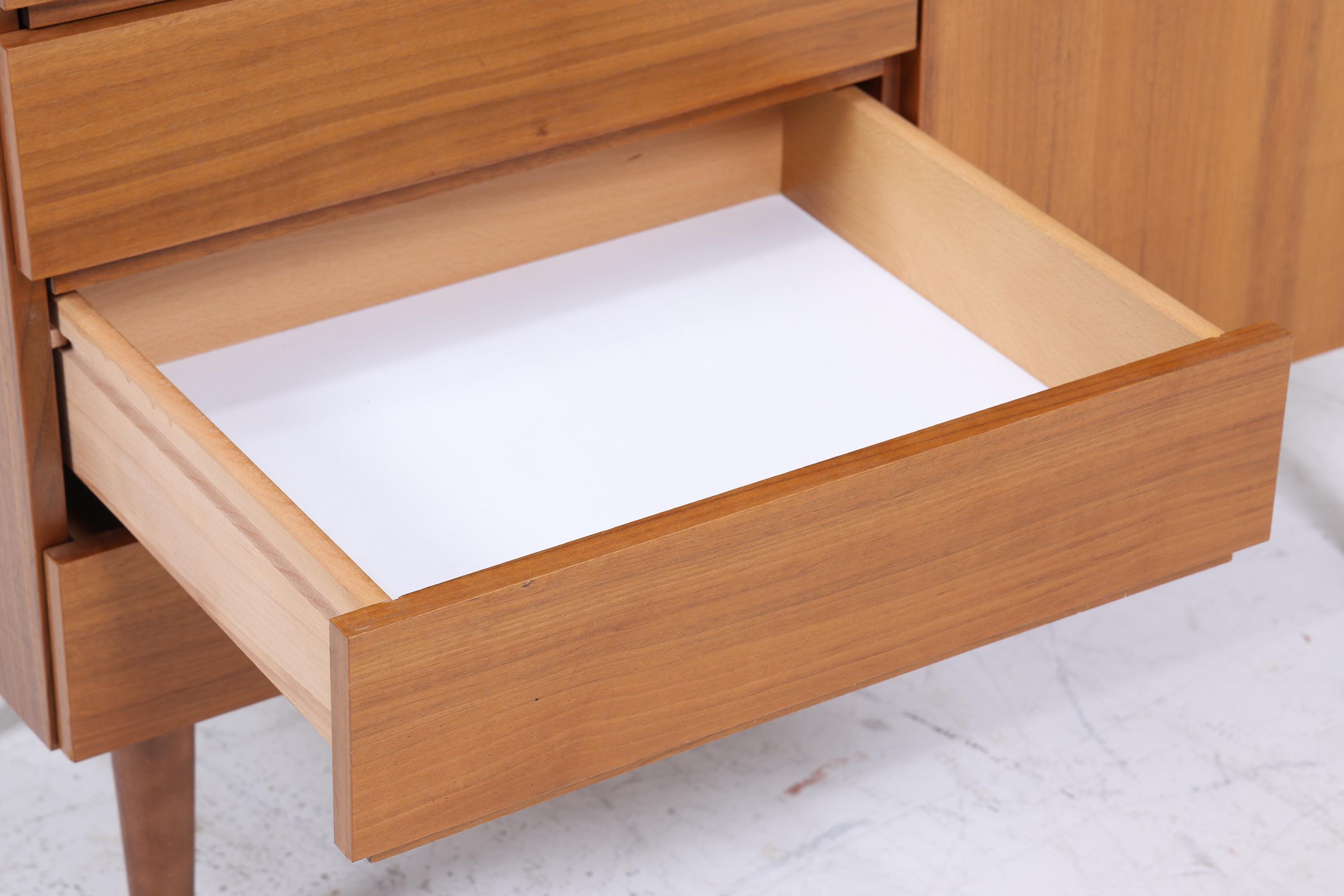 Vintage Nussbaum Schubladen Kommode 60er | Mid Century Schrank Aufbewahrung | Vintage Flur Aufbewahrung Retro Holz