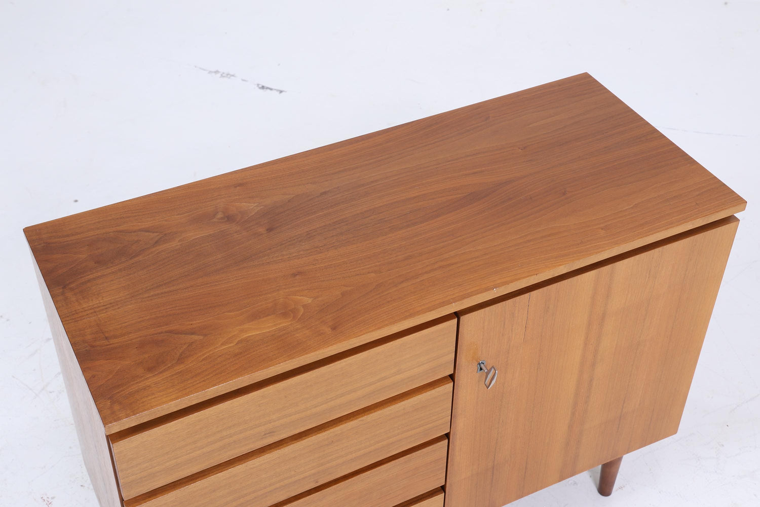 Vintage Nussbaum Schubladen Kommode 60er | Mid Century Schrank Aufbewahrung | Vintage Flur Aufbewahrung Retro Holz