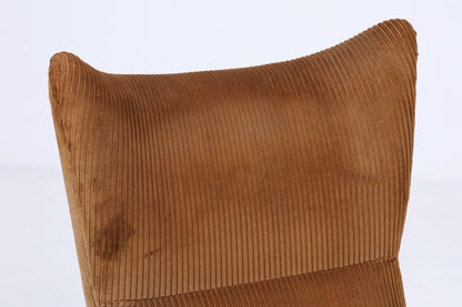 Vintage Sessel von Knoll Antimott, Brauner Polstersessel, verstellbarer Lounge-Sessel mit Holzarmlehnen, Mid-Century Möbel