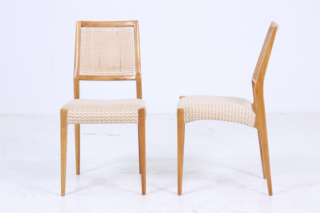 2 wonderful vintage chairs with wickerwork | Mid-century dining room chairs vintage retro 60s