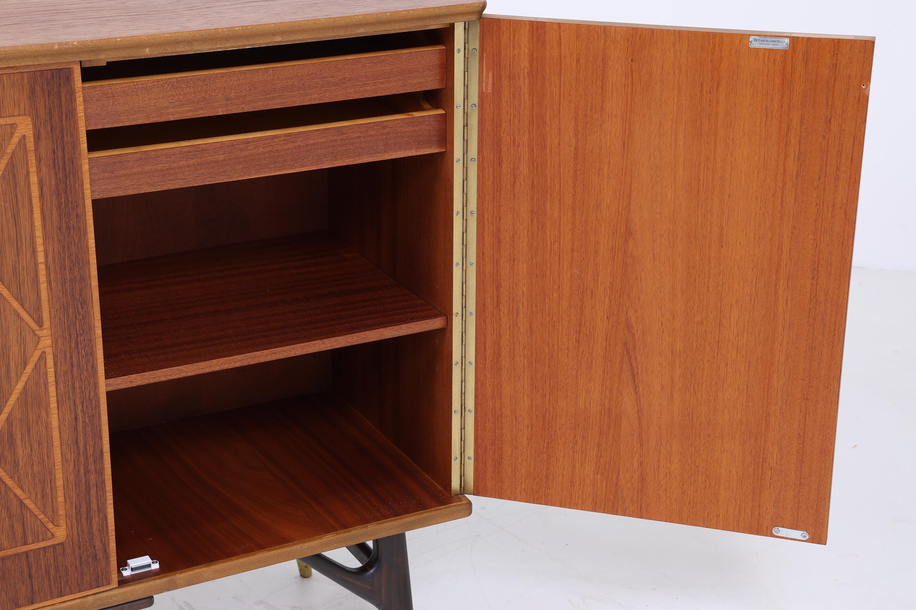 Wunderschönes Vintage Sideboard 60er Jahre | Mid Century AB Tabergsmöbler Highboard mit Intarsien | Retro  Schrank Aufbewahrung