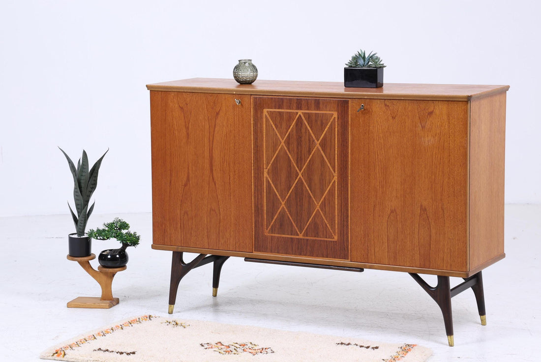 Beautiful vintage sideboard from the 1960s | Mid-century AB Tabergsmöbler highboard with inlays | Retro cabinet storage