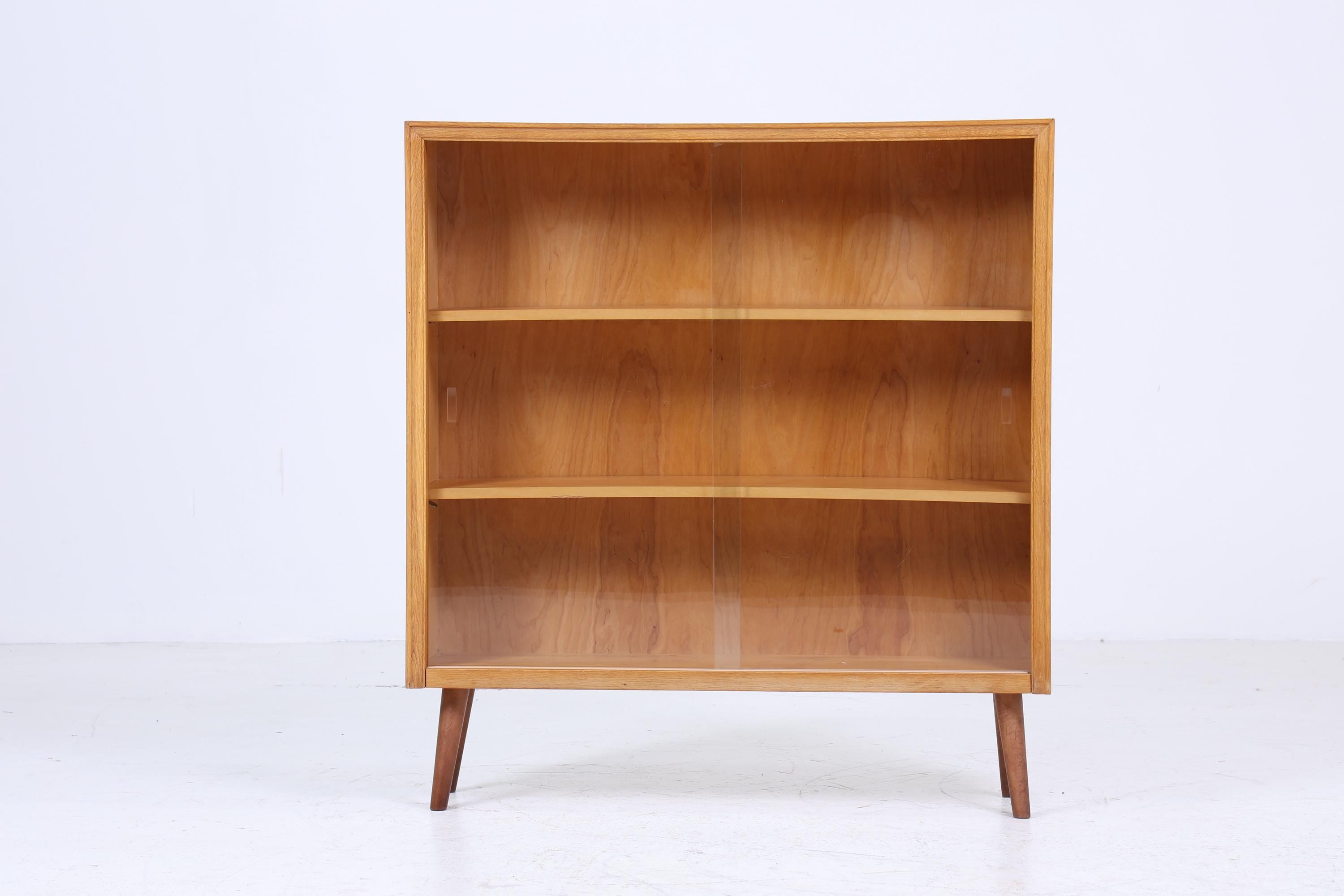 Vintage Kommode mit Glastüren 60er Jahre | Mid Century Vitrine Flur Schrank | Retro 70er Holz 2/2