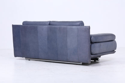 Vintage Rolf Benz 6500 Leder Sofa | Mid Century Designer Couch Blau Retro 60er 70er Jahre