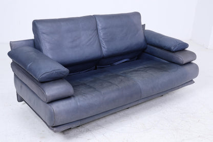 Vintage Rolf Benz 6500 Leder Sofa | Mid Century Designer Couch Blau Retro 60er 70er Jahre
