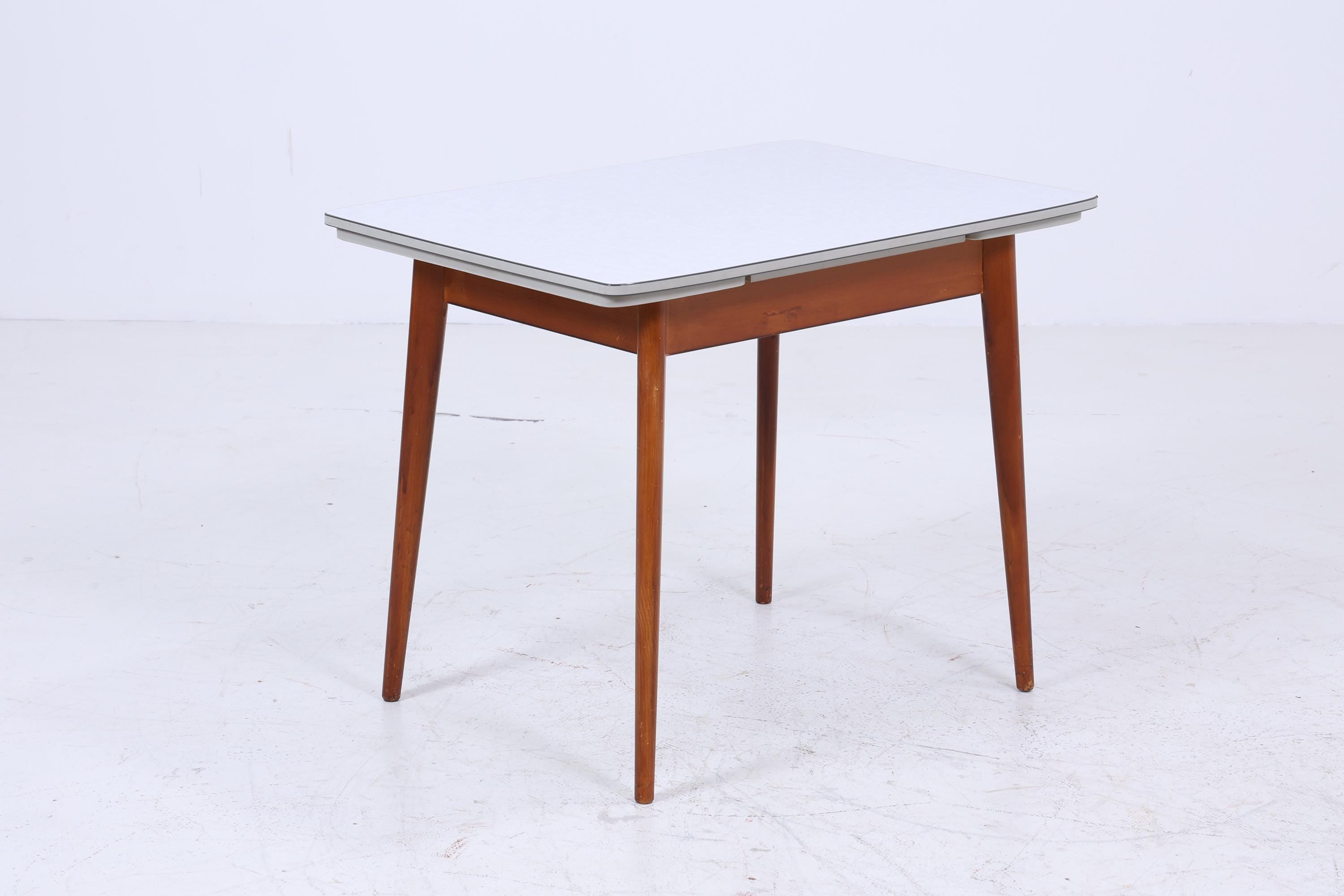 Klassischer Vintage Küchentisch 60er Jahre | Mid Century Esstisch Tisch Retro 70er Holz Resopal Ausziehbar