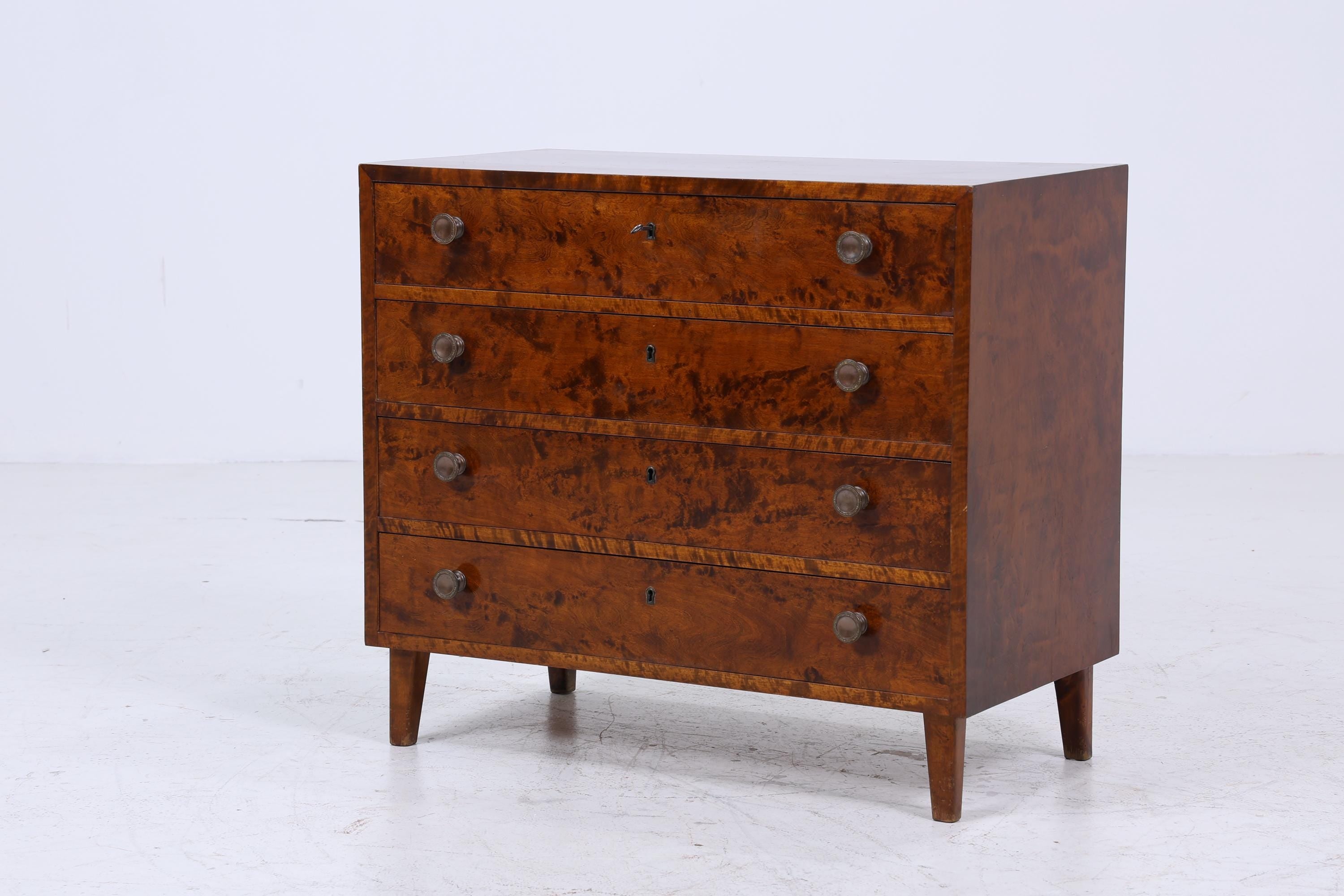 Dunkle Vintage Schubladen Kommode | Mid Century Schubladen Schrank | Retro 60er Jahre Holz Aufbewahrung
