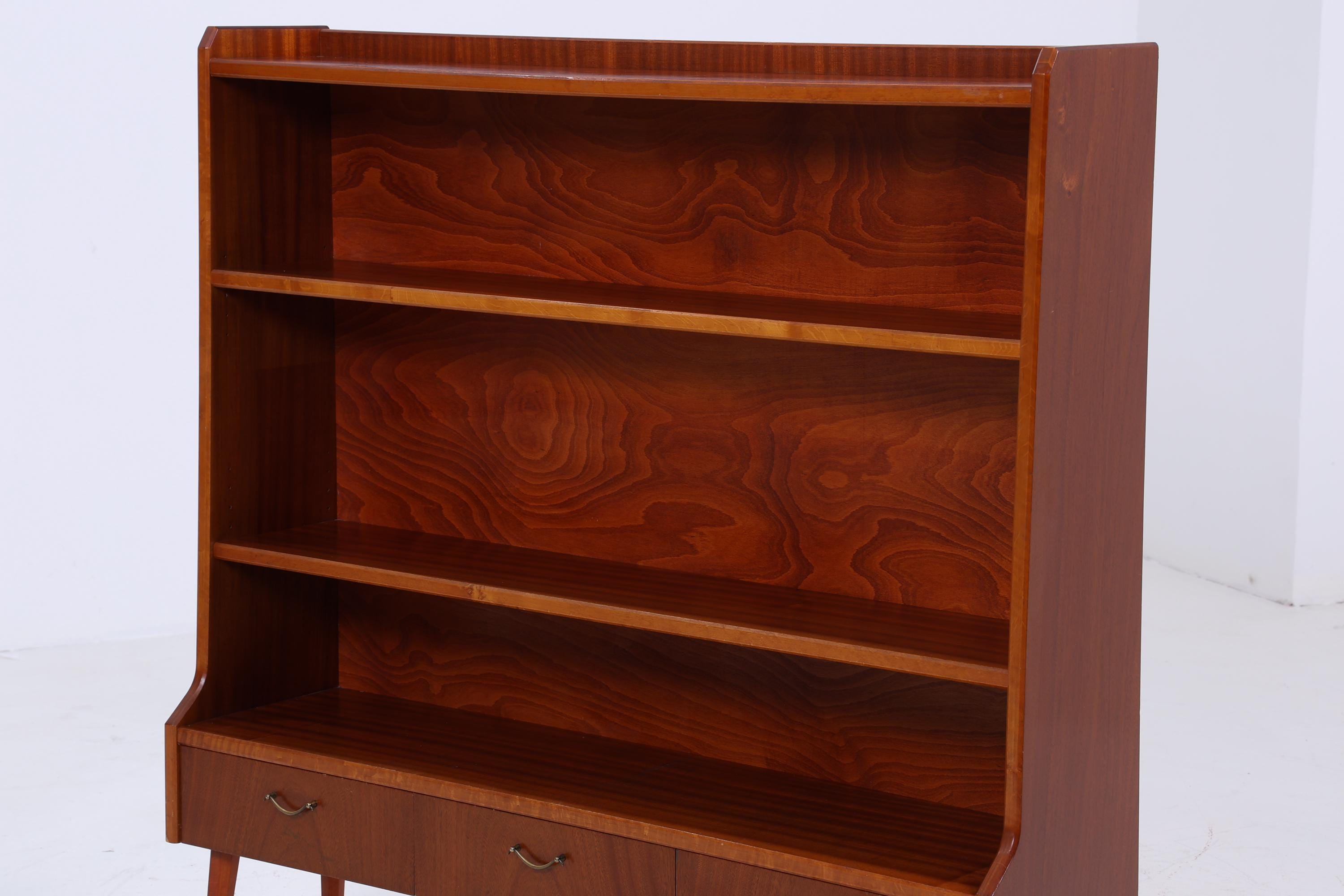 Vintage Regal 60er Jahre | Mid Century kleines Schubladen Bücherregal Sekretär Retro Holz Aufbewahrung