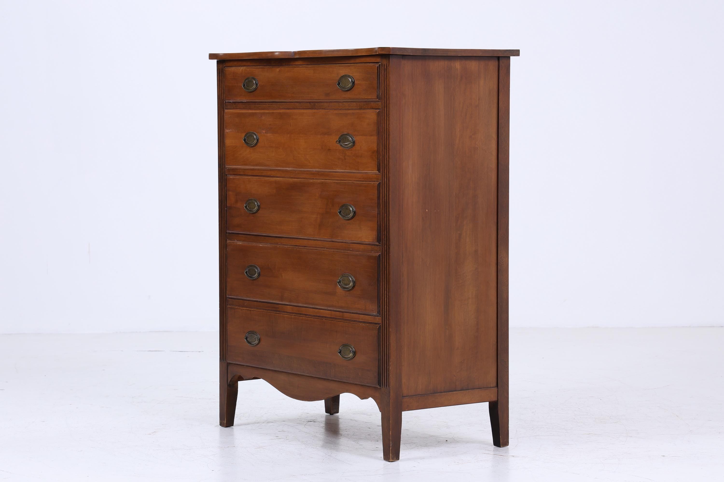 Hohe Vintage Schubladen Kommode | Mid Century Schubladen Schrank | Retro 60er Jahre Holz Aufbewahrung