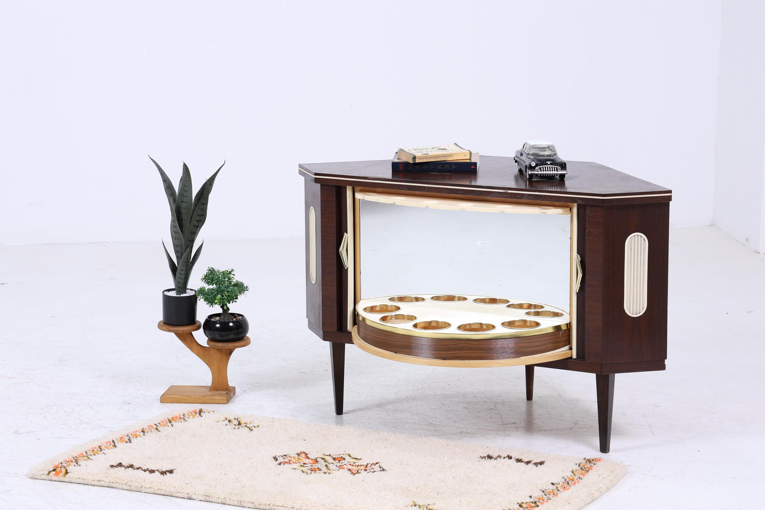 Vintage Barschrank 60er Jahre | Mid Century Eckkommode Retro Schrank 70er Holz Aufbewahrung