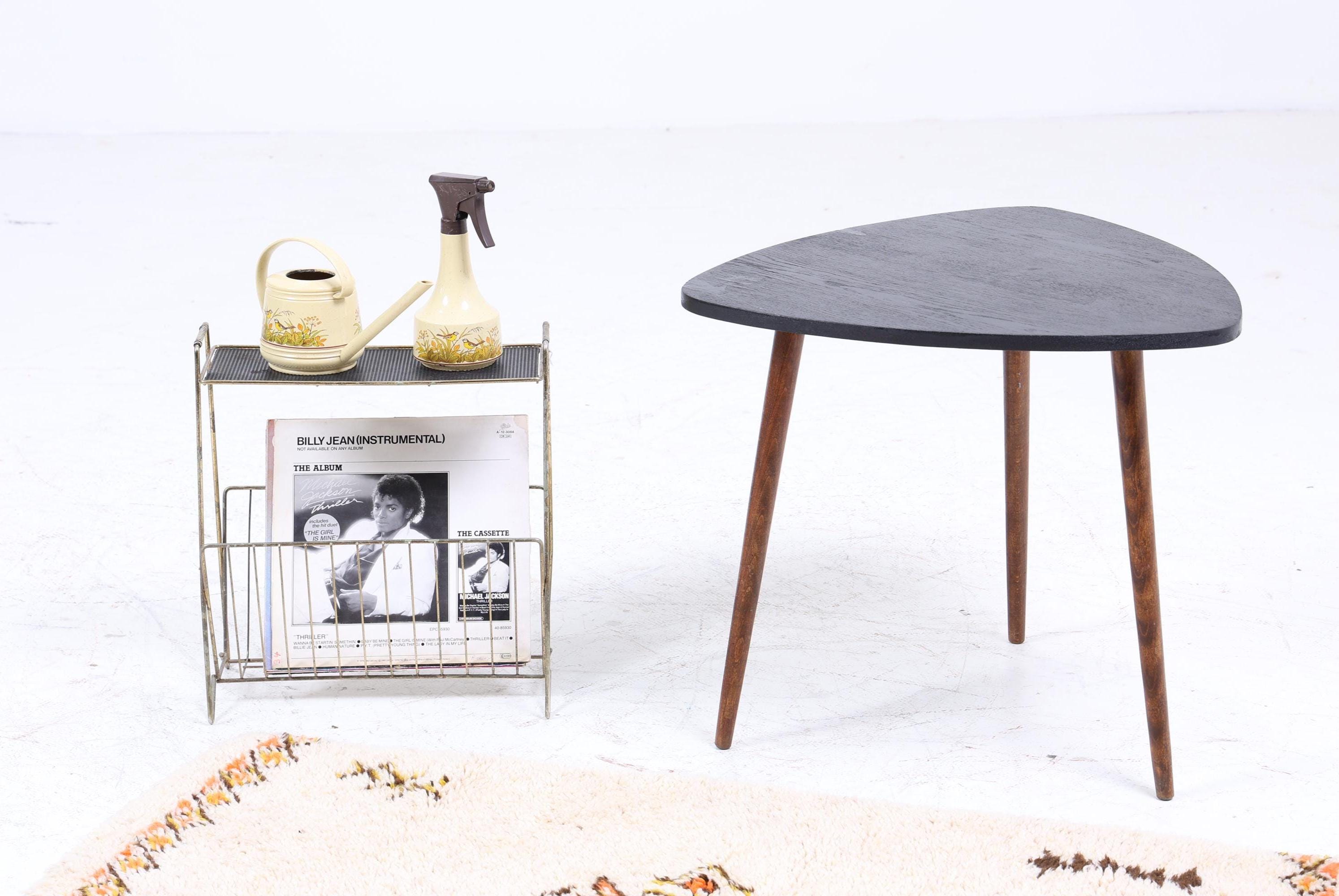 Schwarzer Vintage Beistelltisch | Mid Century Couchtisch | Telefontisch 60er Jahre