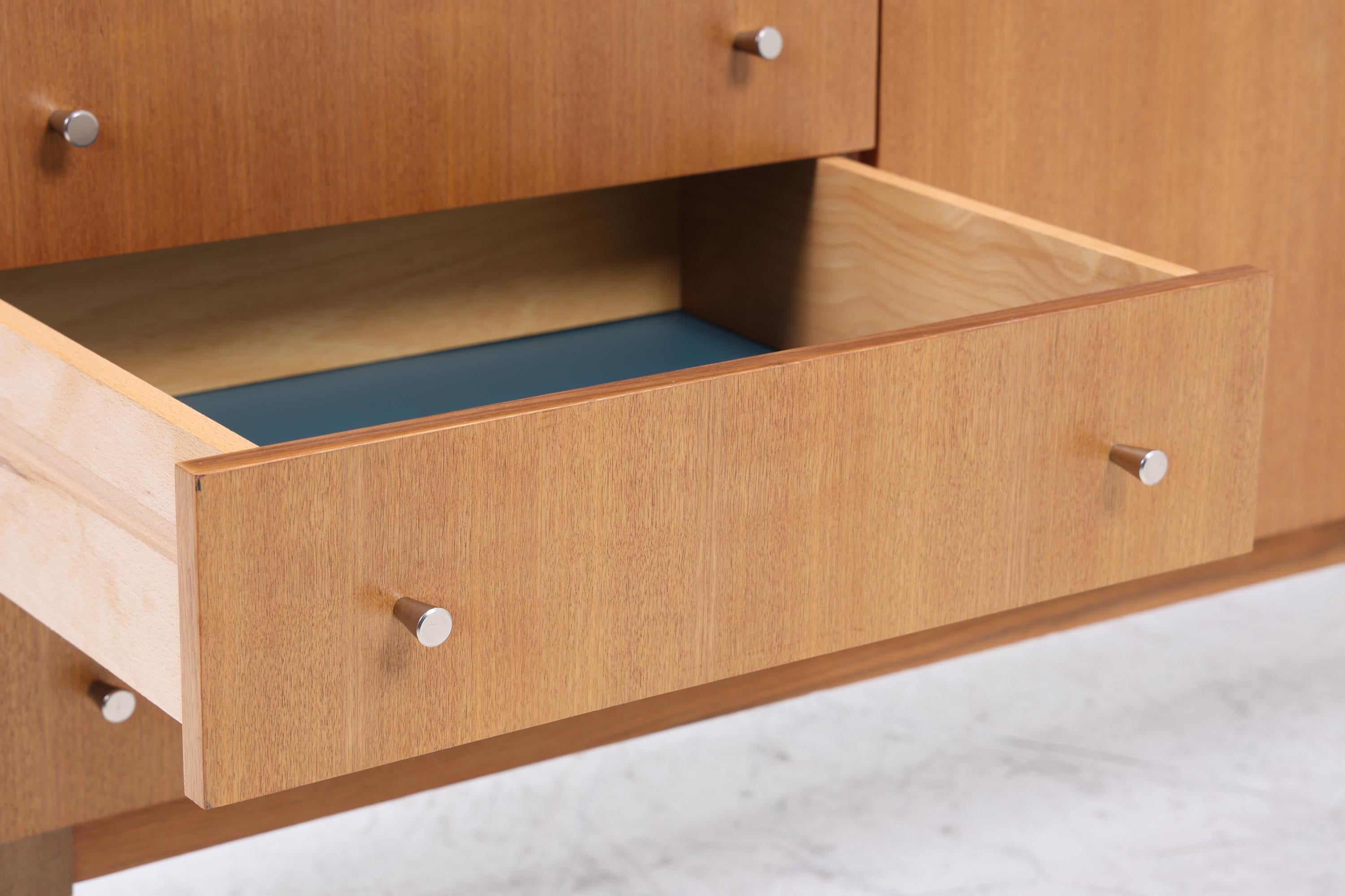 Vintage Sideboard 60er Jahre | Mid Century TV Board mit Schubladen &amp; Fächern Kommode Retro Holz Aufbewahrung