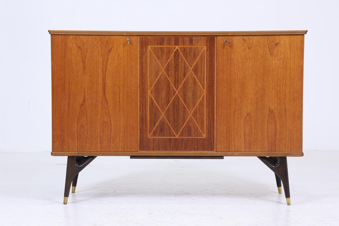 Beautiful vintage sideboard from the 1960s | Mid-century AB Tabergsmöbler highboard with inlays | Retro cabinet storage