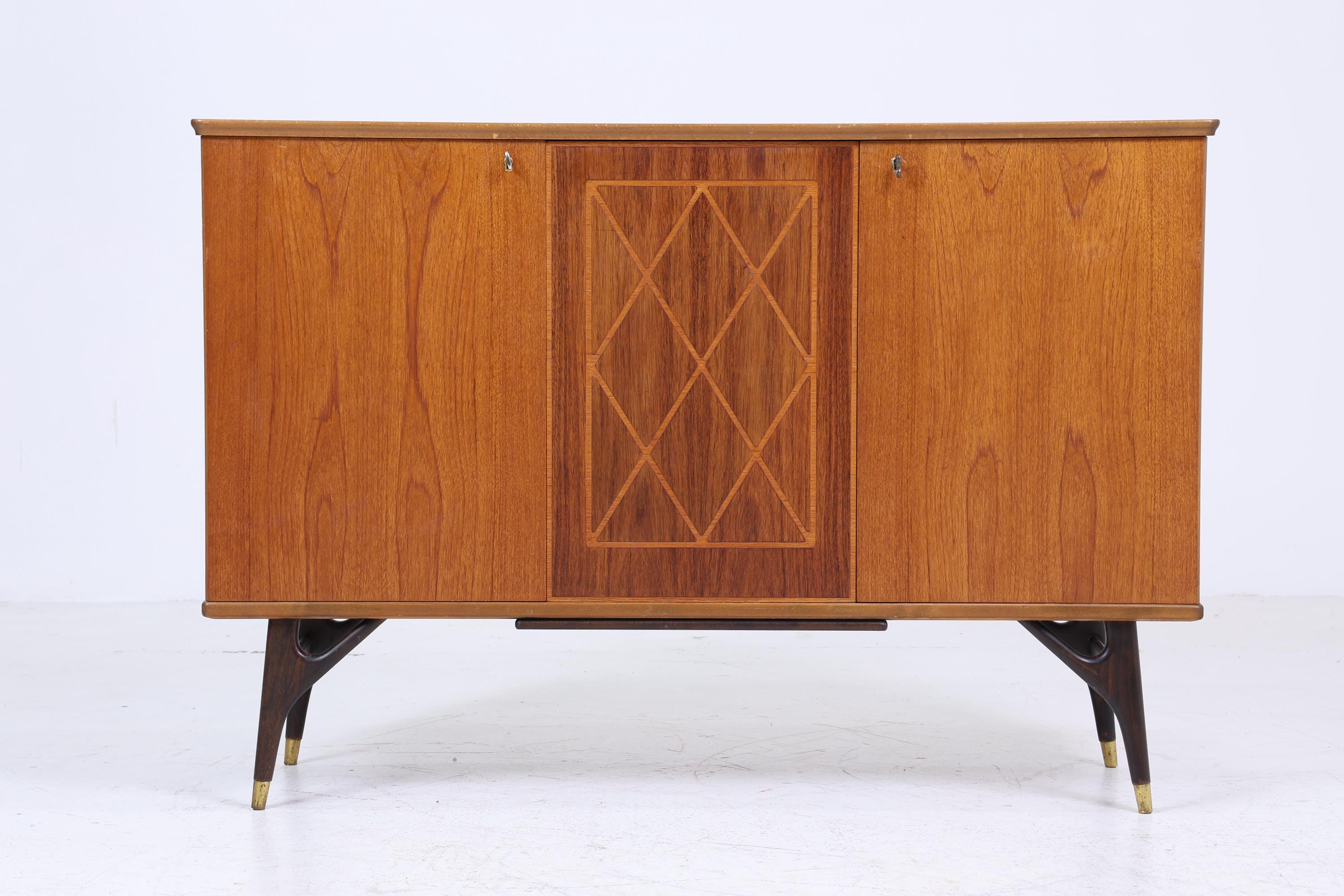 Wunderschönes Vintage Sideboard 60er Jahre | Mid Century AB Tabergsmöbler Highboard mit Intarsien | Retro  Schrank Aufbewahrung
