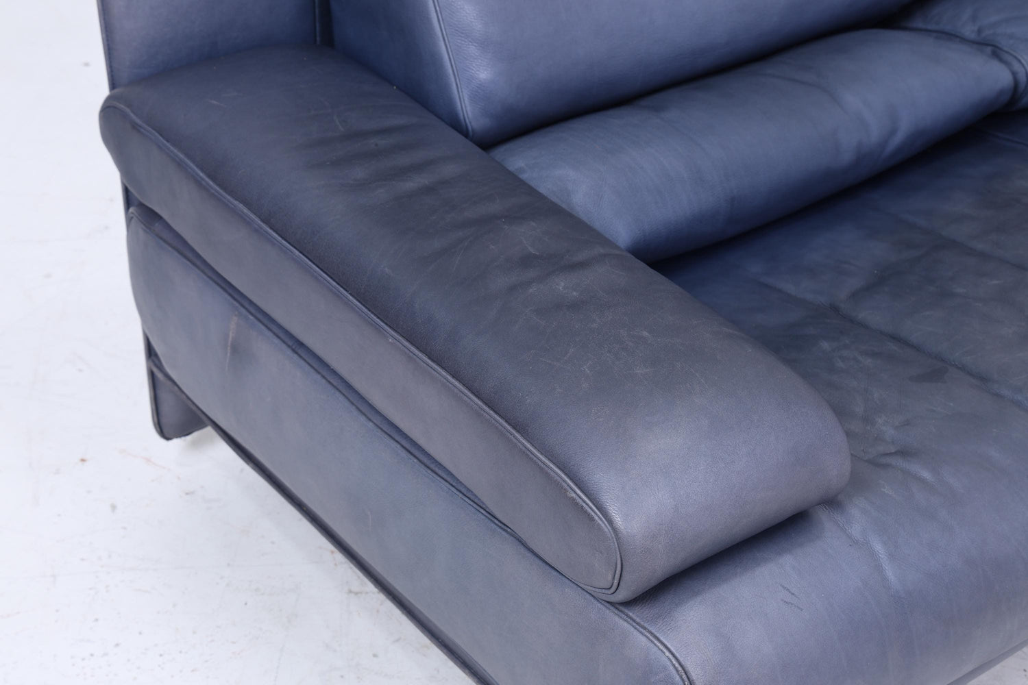 Vintage Rolf Benz 6500 Leder Sofa | Mid Century Designer Couch Blau Retro 60er 70er Jahre