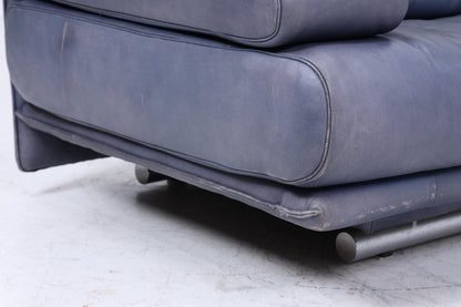 Vintage Rolf Benz 6500 Leder Sofa | Mid Century Designer Couch Blau Retro 60er 70er Jahre