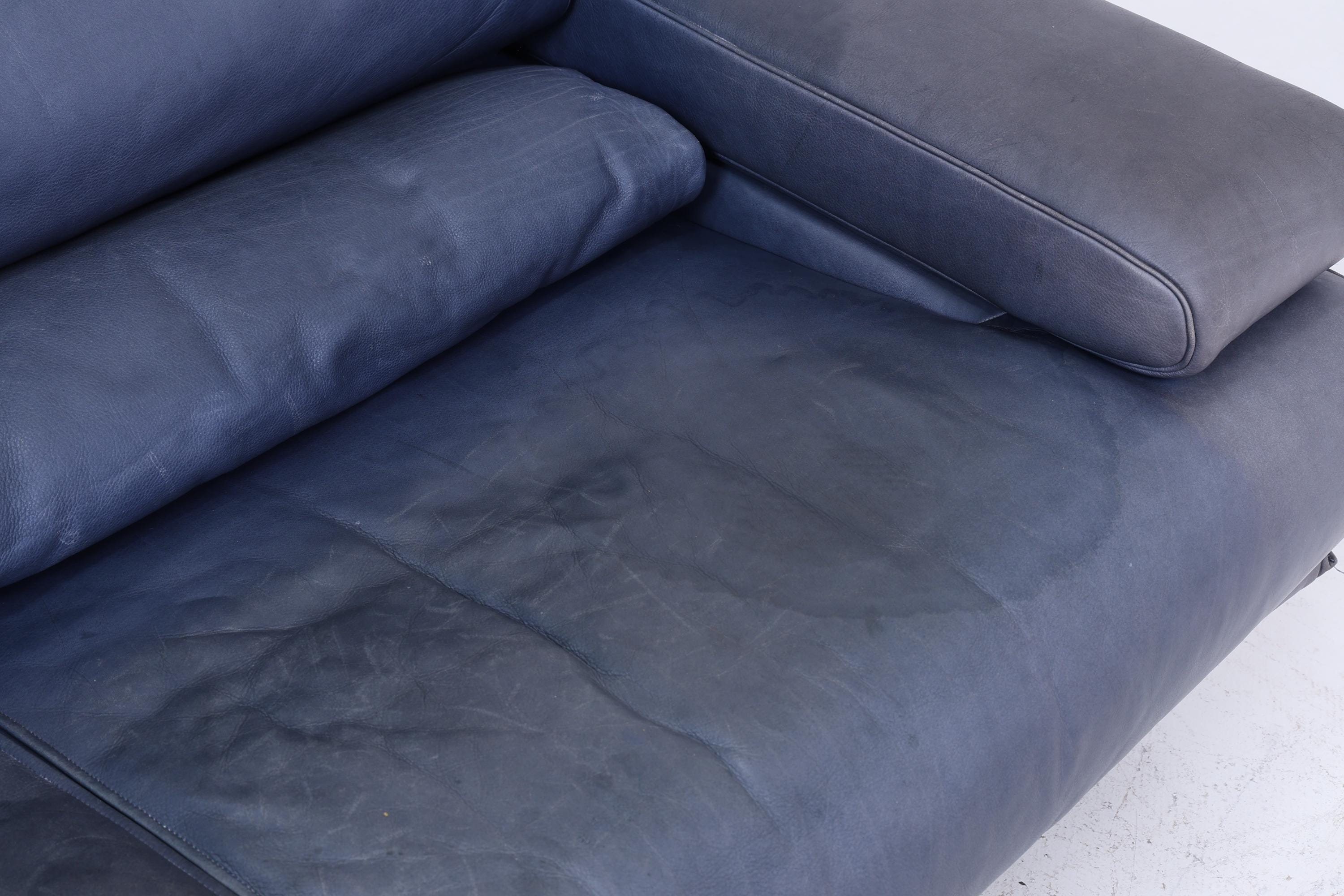 Vintage Rolf Benz 6500 Leder Sofa | Mid Century Designer Couch Blau Retro 60er 70er Jahre