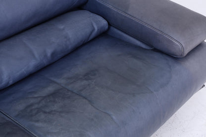 Vintage Rolf Benz 6500 Leder Sofa | Mid Century Designer Couch Blau Retro 60er 70er Jahre