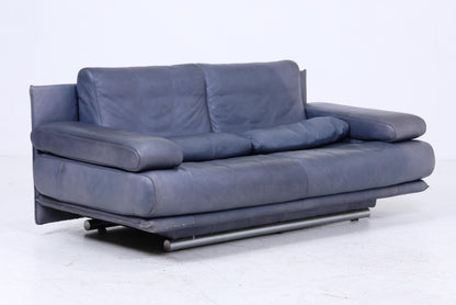 Vintage Rolf Benz 6500 Leder Sofa | Mid Century Designer Couch Blau Retro 60er 70er Jahre