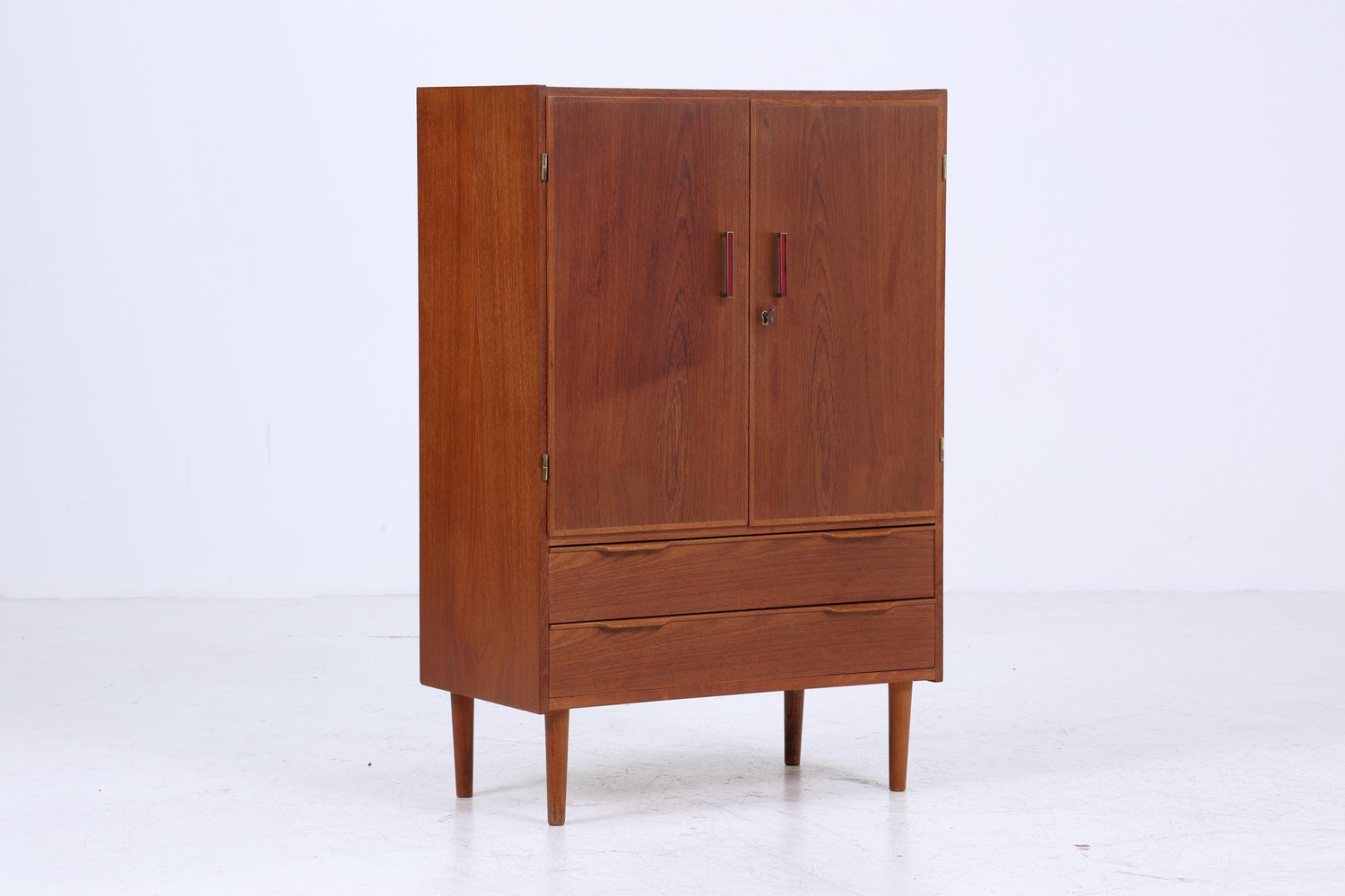 Kleiner Vintage Teak Wäscheschrank 60er Jahre | Mid Century Fächerschrank | Retro Schrank Holz Aufbewahrung