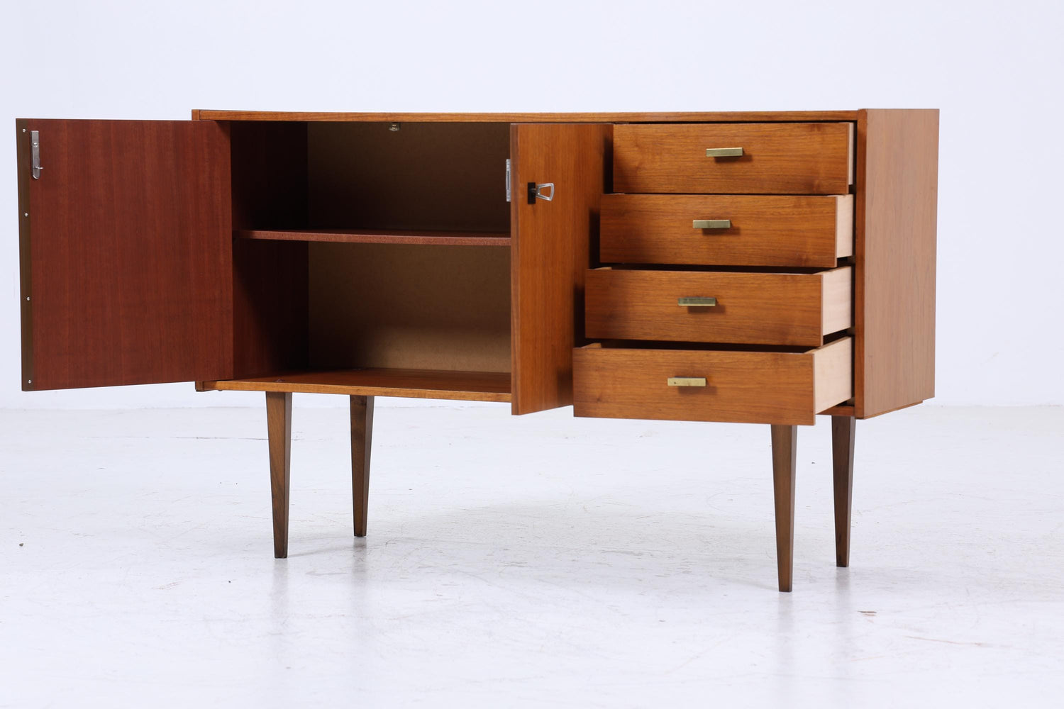 Vintage Nussbaum Schubladen Kommode 60er | Mid Century Sideboard Aufbewahrung | Vintage Flur Aufbewahrung Retro Holz