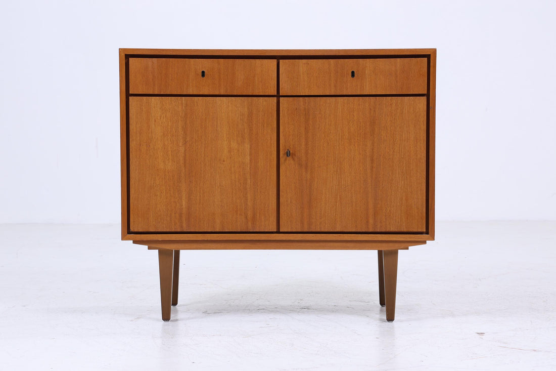 Vintage Nussbaum Kommode 60er | Mid Century Schubladen Schrank Aufbewahrung | Vintage Flur Aufbewahrung Retro Holz