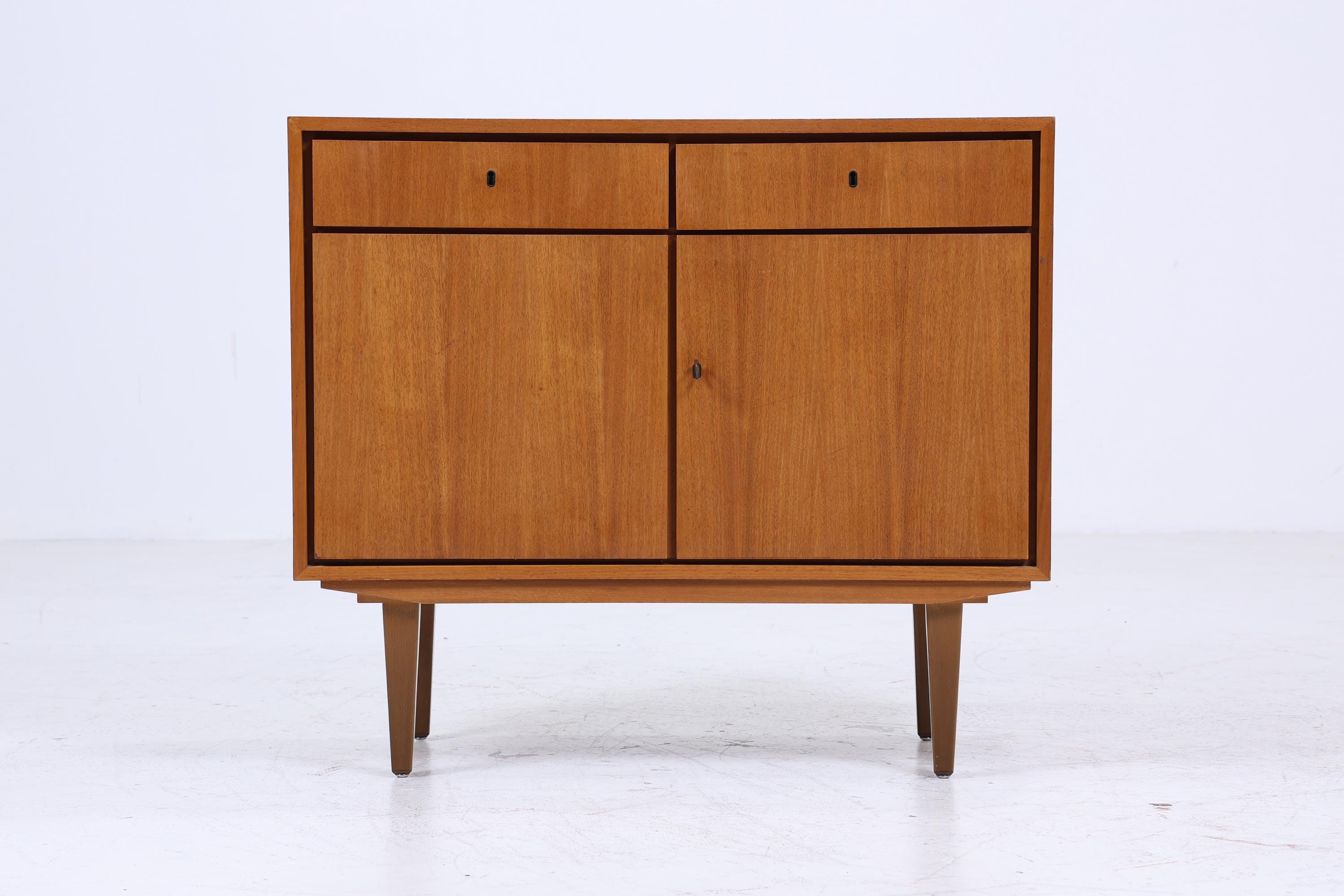 Vintage Nussbaum Kommode 60er | Mid Century Schubladen Schrank Aufbewahrung | Vintage Flur Aufbewahrung Retro Holz