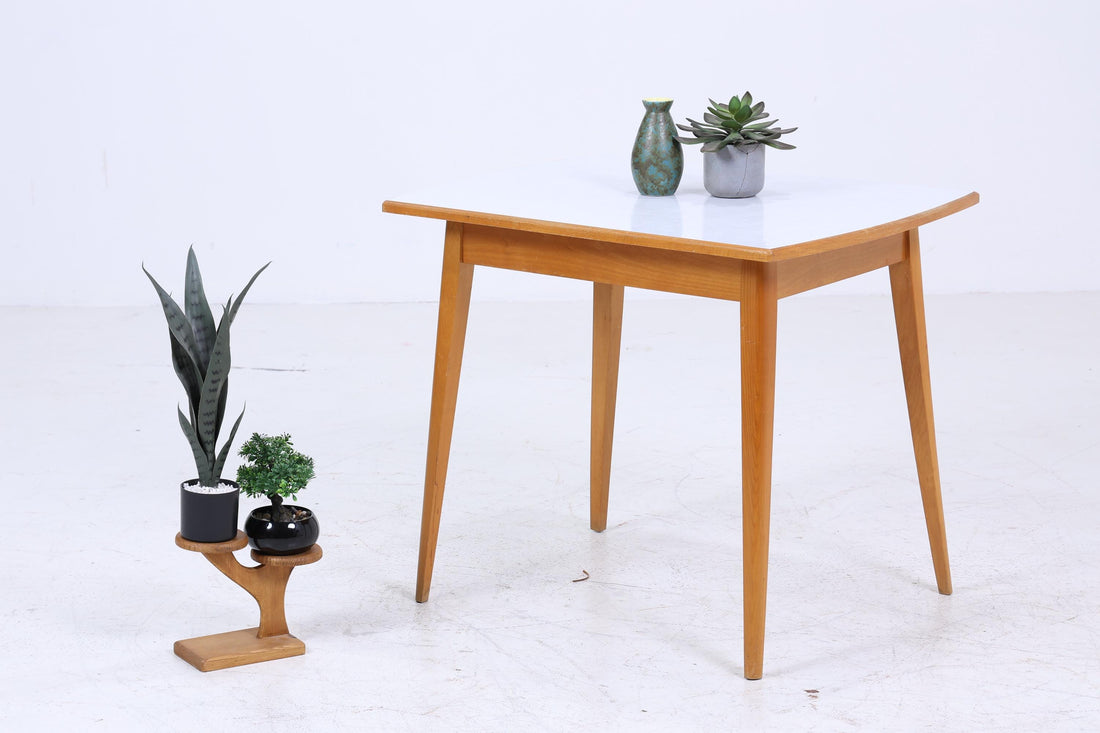 Kleiner Vintage Küchentisch 60er Jahre | Mid Century Esstisch Tisch Retro 70er Holz Resopal
