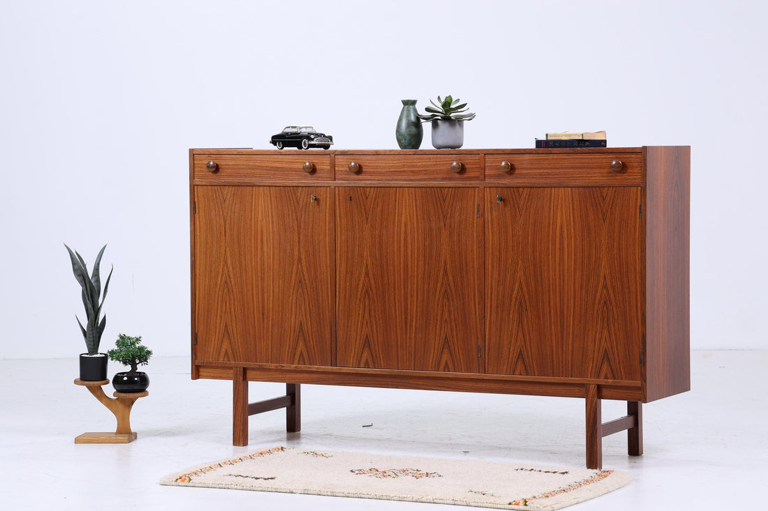 Stilvolles Vintage Highboard 60er Jahre | Mid Century Sideboard Schubladen Schrank Holz Aufbewahrung