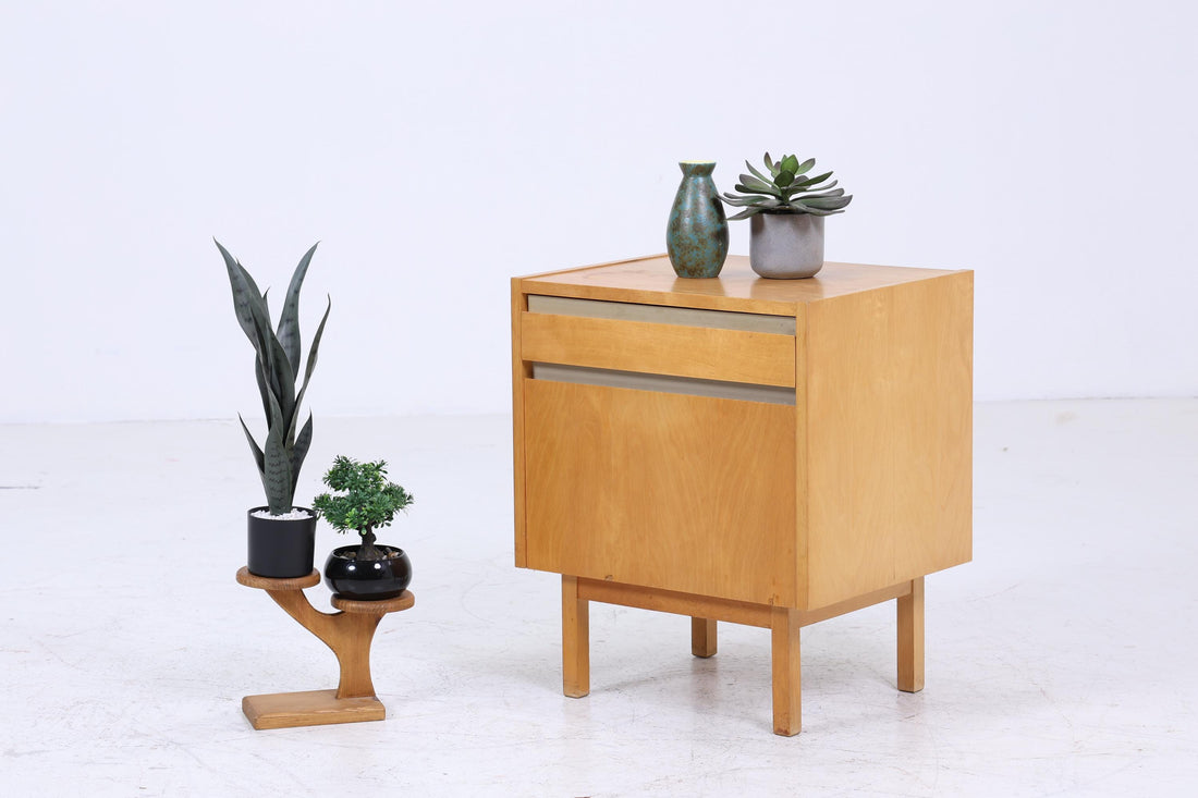 Vintage Hellerau Nachttisch der 60er | 794/10 Mid Century Mini Kommode mit Schublade | 70er Holz Aufbewahrung Schlafzimmer Birke