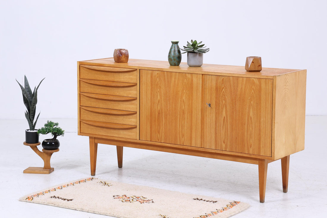 Hellerau 602  / K Sideboard 60er Jahre | Mid Century Schubladen Anrichte Senesche Schrank Helle Eiche Franz Ehrlich Design Retro 70er