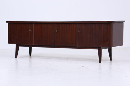 Dunkles Vintage Lowboard 60er Jahre | Mid Century Sideboard mit Fächern &amp; Schubladen Retro Holz Aufbewahrung