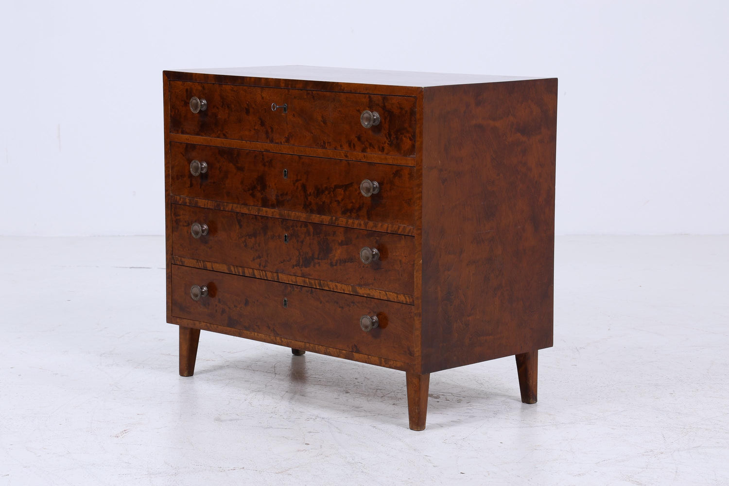 Dunkle Vintage Schubladen Kommode | Mid Century Schubladen Schrank | Retro 60er Jahre Holz Aufbewahrung