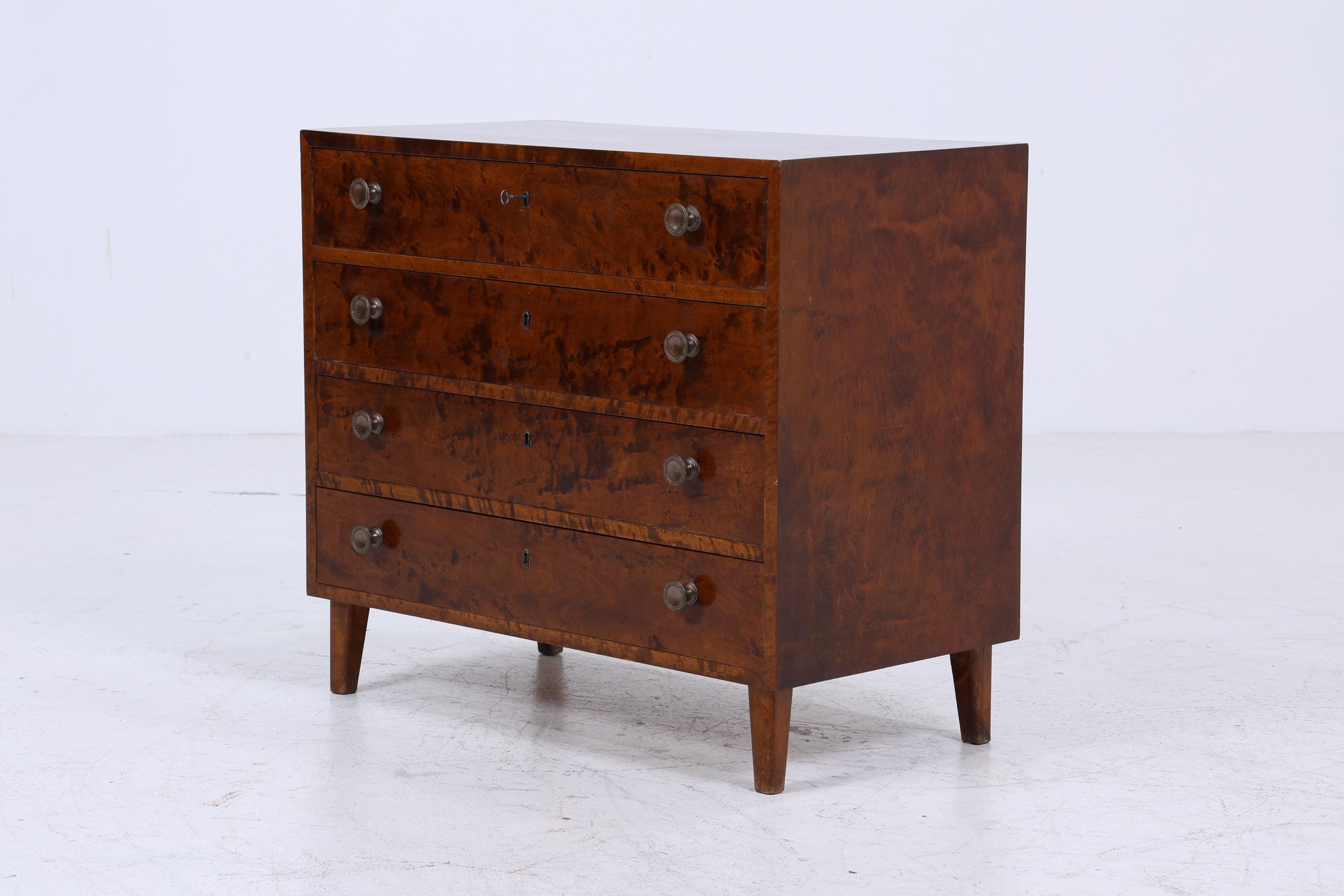 Dunkle Vintage Schubladen Kommode | Mid Century Schubladen Schrank | Retro 60er Jahre Holz Aufbewahrung