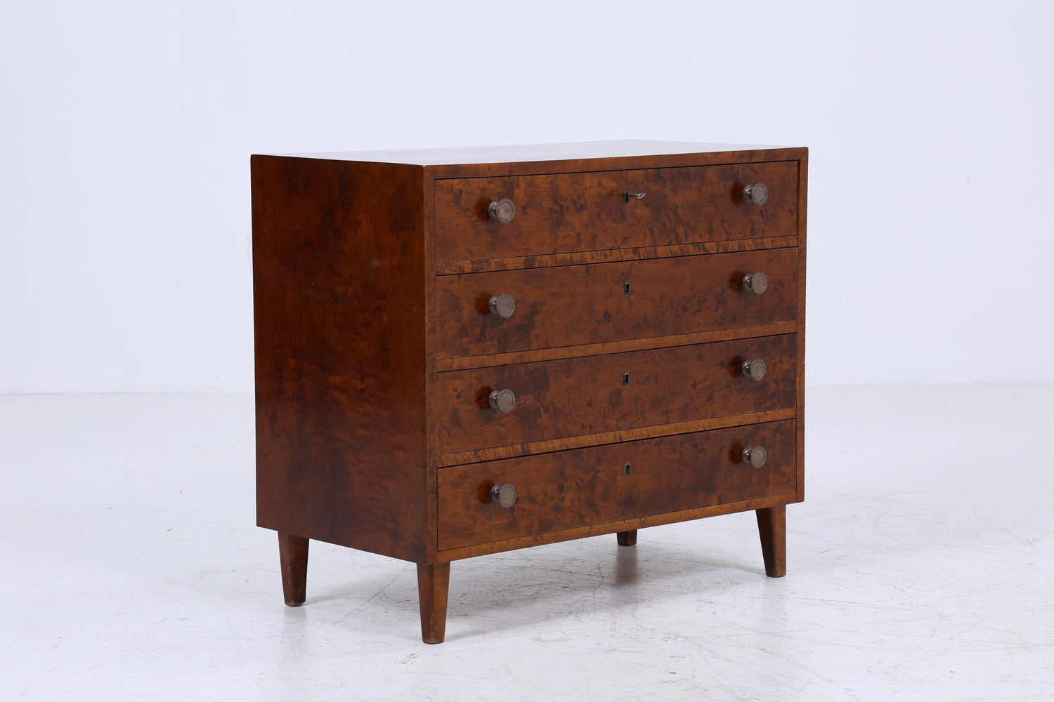 Dunkle Vintage Schubladen Kommode | Mid Century Schubladen Schrank | Retro 60er Jahre Holz Aufbewahrung