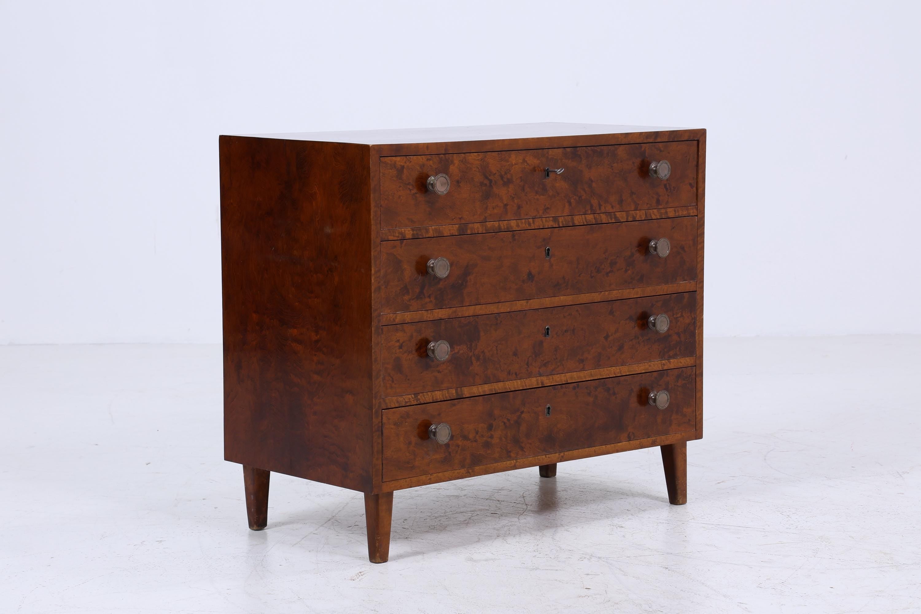 Dunkle Vintage Schubladen Kommode | Mid Century Schubladen Schrank | Retro 60er Jahre Holz Aufbewahrung