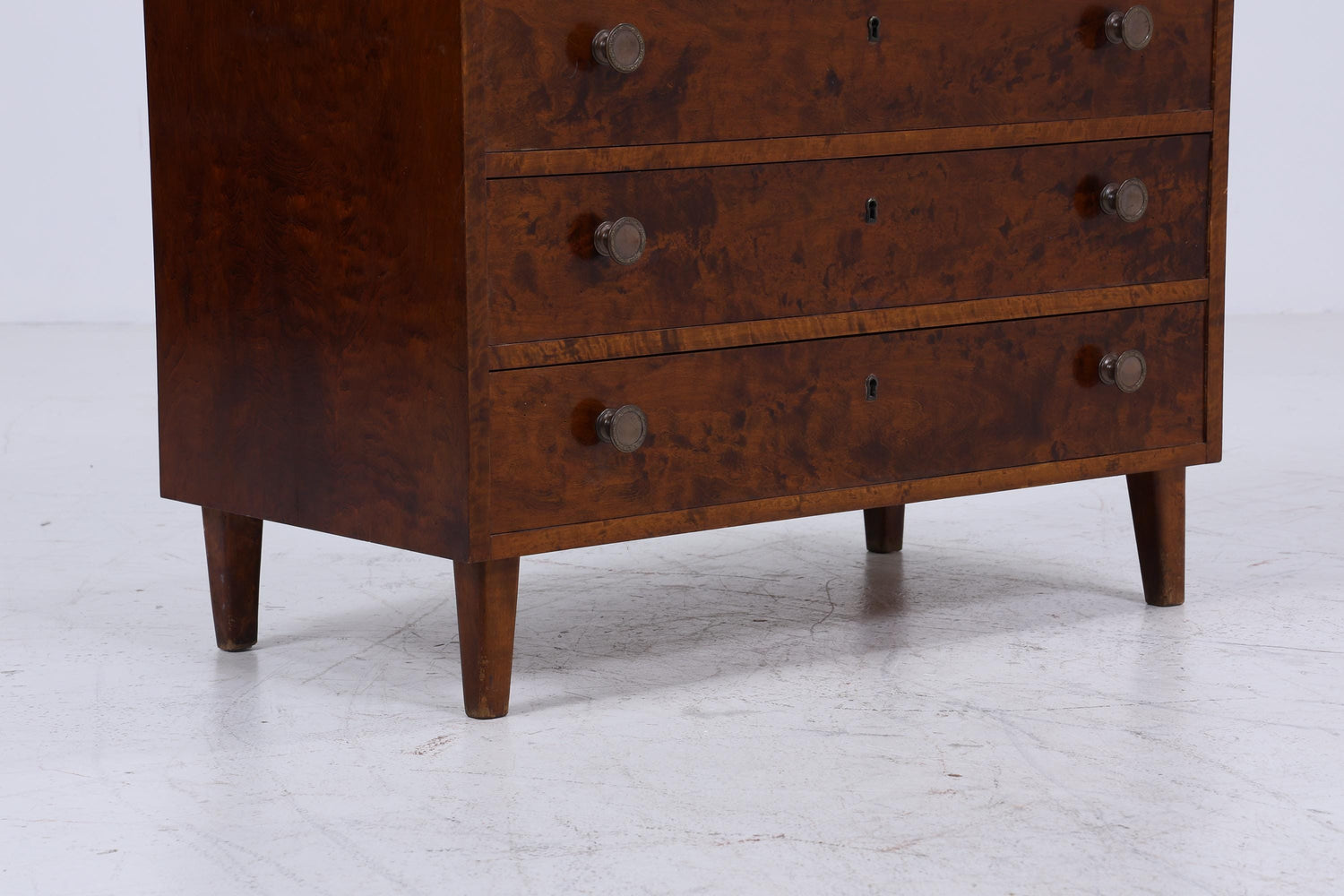 Dunkle Vintage Schubladen Kommode | Mid Century Schubladen Schrank | Retro 60er Jahre Holz Aufbewahrung
