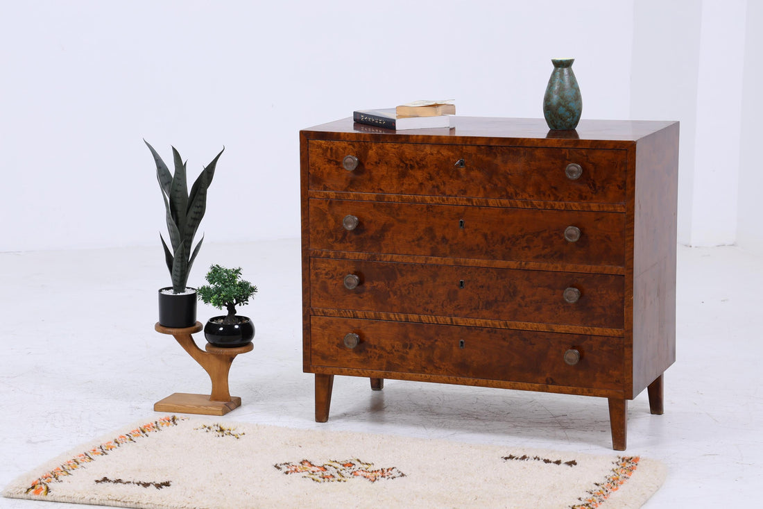 Dunkle Vintage Schubladen Kommode | Mid Century Schubladen Schrank | Retro 60er Jahre Holz Aufbewahrung