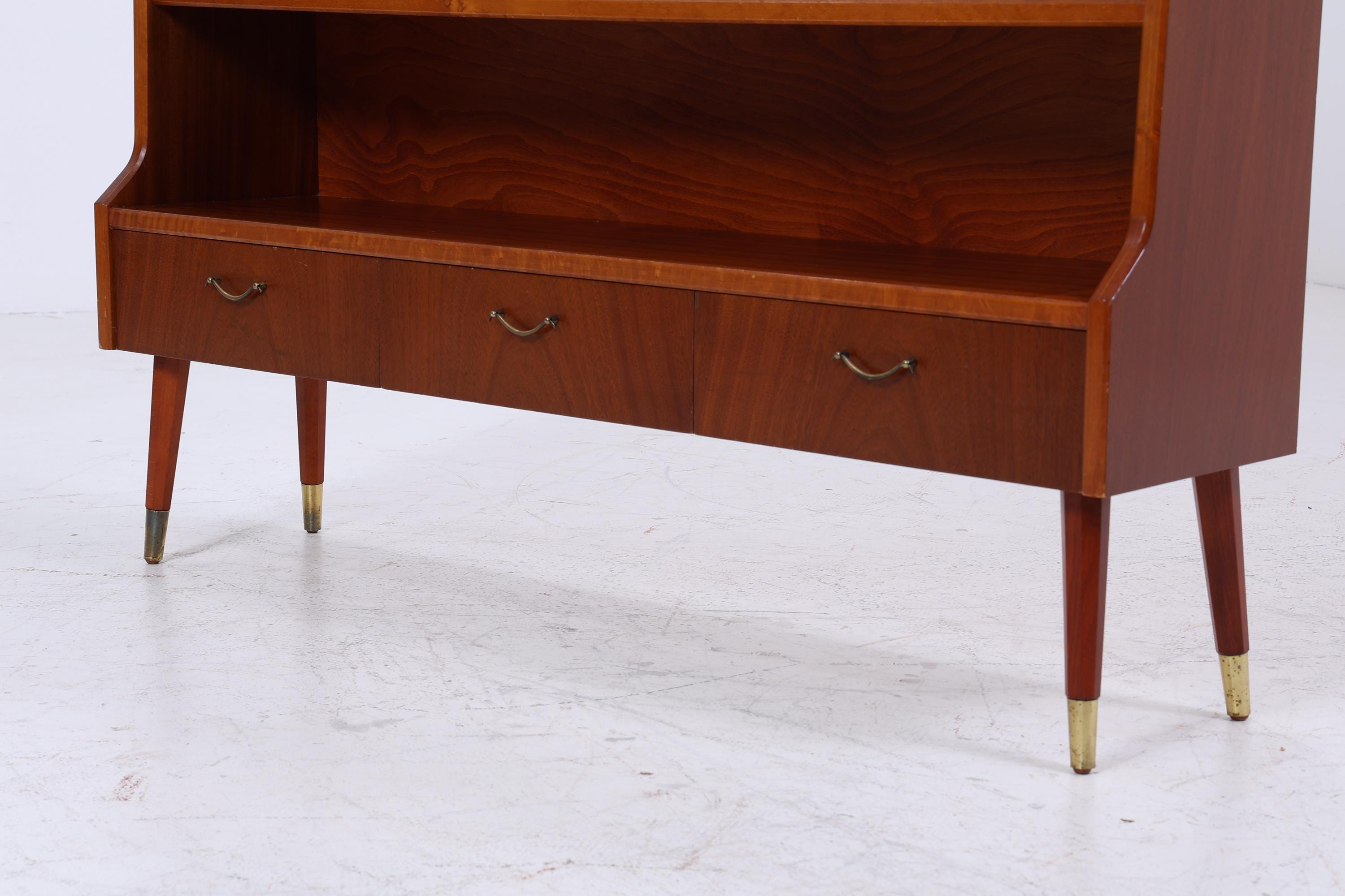 Vintage Regal 60er Jahre | Mid Century kleines Schubladen Bücherregal Sekretär Retro Holz Aufbewahrung