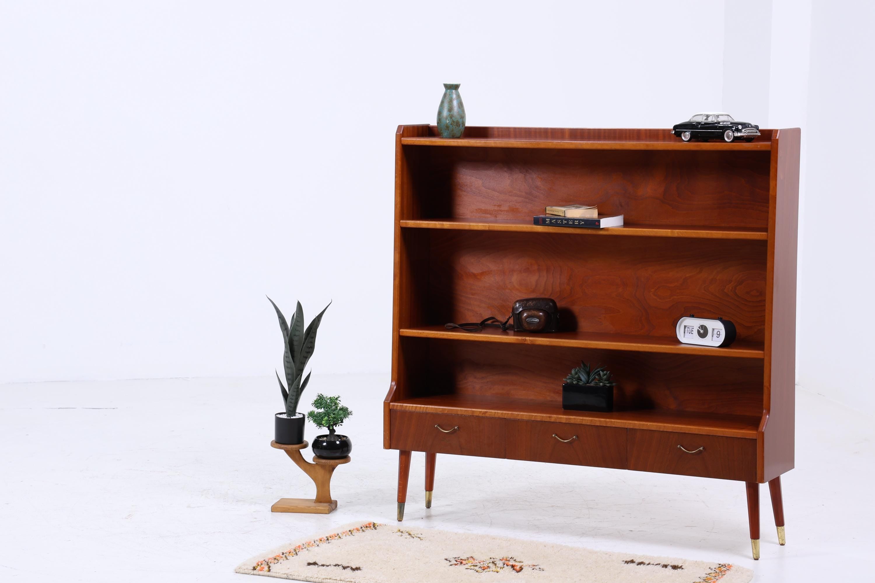 Vintage Regal 60er Jahre | Mid Century kleines Schubladen Bücherregal Sekretär Retro Holz Aufbewahrung